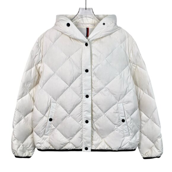 H13215 Moncler Arvouin series white diamond check logo patch hooded down jacket